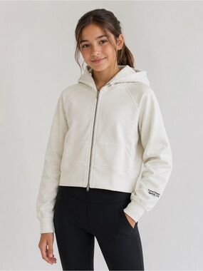Zara Girls Cream Full-Zip Hooded Sweatshirt